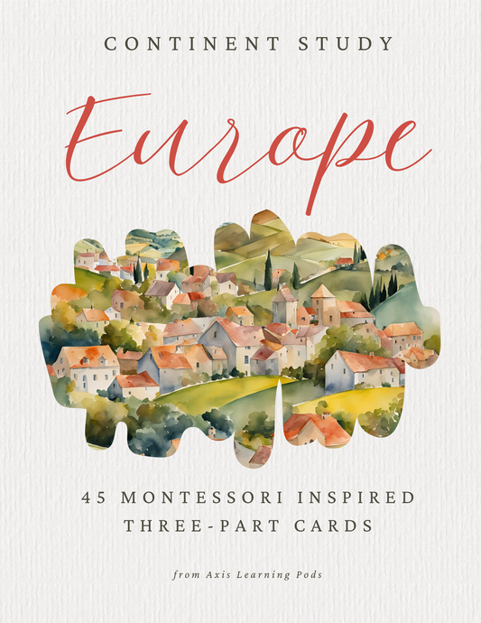 Europe Montessori-Inspired Three-Part Cards | Continent Unit Study | Digital Download